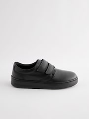 Black Black Leather Double Strap School Shoes - Image 2 of 5