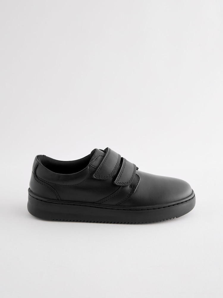 Black Black Leather Double Strap School Shoes - Image 2 of 5