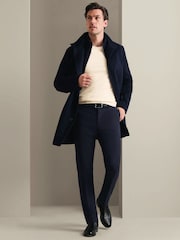 Mornarica Plavo - Charles Tyrwhitt Pure Vuna Visoki okovratnik Kaput - Slika 4 od 6