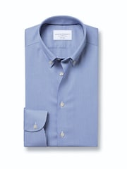 Charles Tyrwhitt Blue Non-Iron Twill Button-Down Slim Fit Shirt - Image 4 of 6