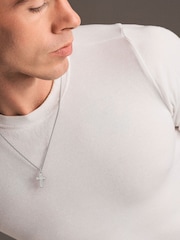 The Diamond Store White 0.15ct Lab Grown Diamond Cross Pendant Necklace in Sterling Silver - Image 1 of 8