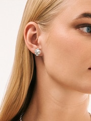 The Diamond Store White Eden 7.5mm Round Pearl and Lab Diamond Stud Earrings in Sterling Silver - Image 7 of 8