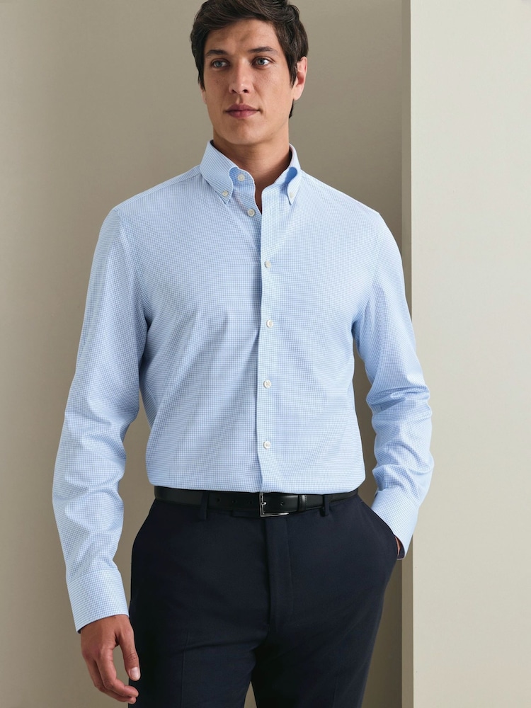 Charles Tyrwhitt Light Blue Non-Iron Twill Button-Down Slim Fit Shirt - Image 1 of 6 Charles Tyrwhitt Light Blue Non-Iron Twill Button-Down Slim Fit Shirt - Image 1 of 6