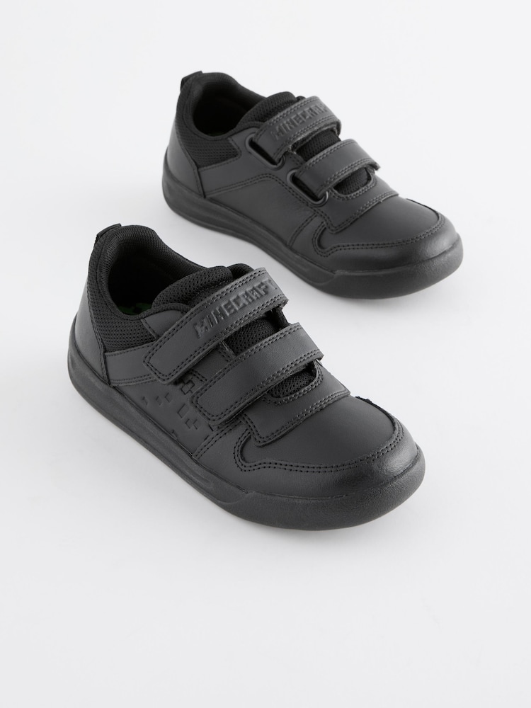 Black Minecraft Elastic Lace School Shoes - Image 1 of 5