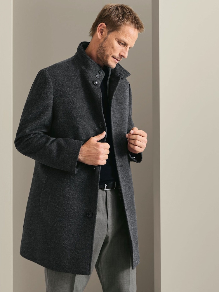 Grey - Charles Tyrwhitt Pure Vuna Visoki okovratnik Kaput - Slika 1 od 6