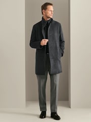 Grey - Charles Tyrwhitt Pure Vuna Visoki okovratnik Kaput - Slika 3 od 6