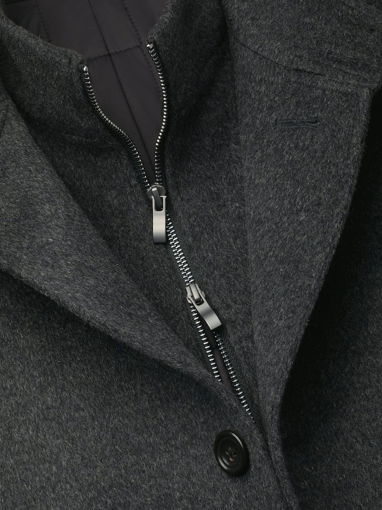 Grey - Charles Tyrwhitt Pure Vuna Visoki okovratnik Kaput - Slika 6 od 6