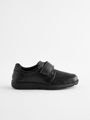 Black Standard Fit (F) Leather Touch Fastening School Shoes - Image 1 of 5