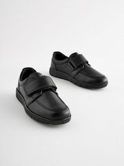Black Standard Fit (F) Leather Touch Fastening School Shoes - Image 2 of 5