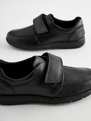Black Standard Fit (F) Leather Touch Fastening School Shoes - Image 3 of 5