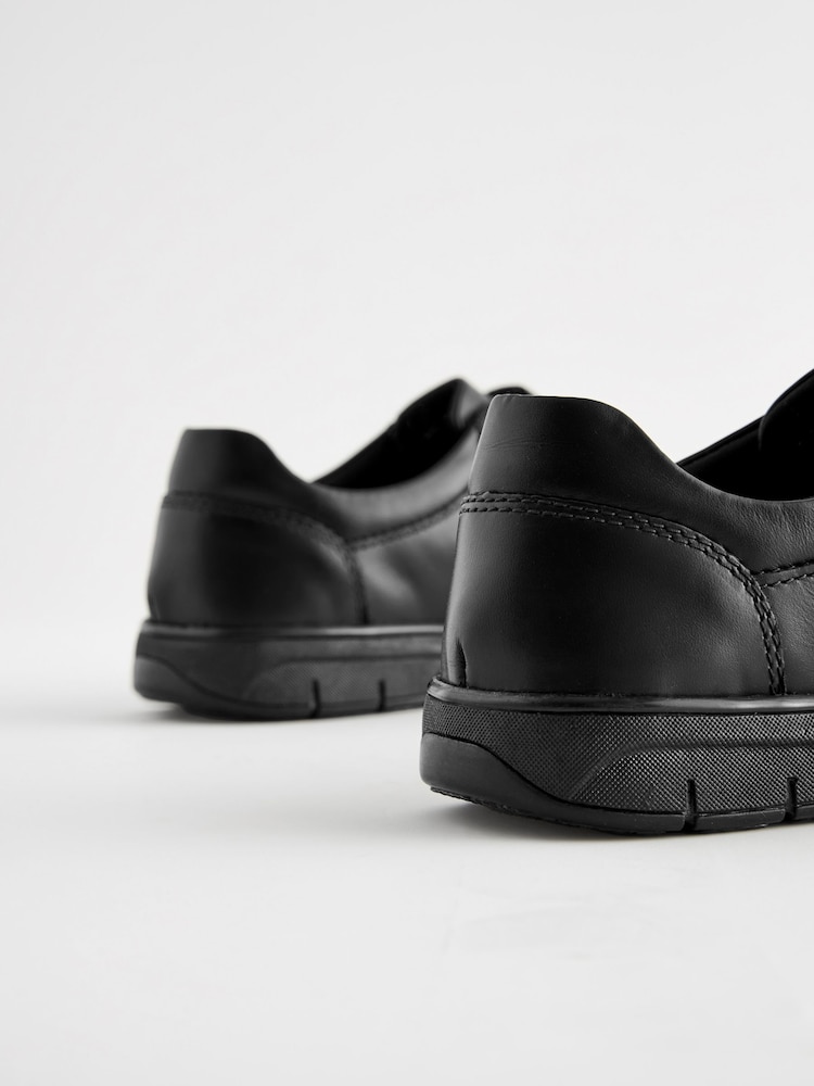 Noir - Chaussures d’école en cuir à fermeture scratch - Image 4 of 5