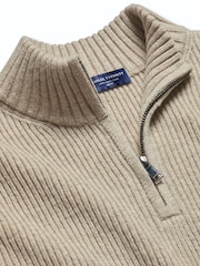 טבעי - Charles Tyrwhitt סוודר מצמר מרינו עבה עם רוכסן בצווארון - תמונה 5 מתוך 6