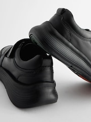 Black Standard Fit (F) Leather 2 Strap Touch Fastening School Shoes - Image 2 of 4