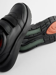 Black Standard Fit (F) Leather 2 Strap Touch Fastening School Shoes - Image 3 of 4