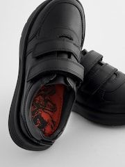 Black Standard Fit (F) Leather 2 Strap Touch Fastening School Shoes - Image 4 of 4