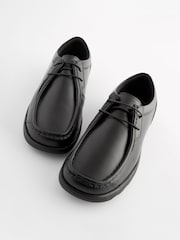 Black Wide Fit (G) School Leather Lace-Up Shoes - Image 3 of 5