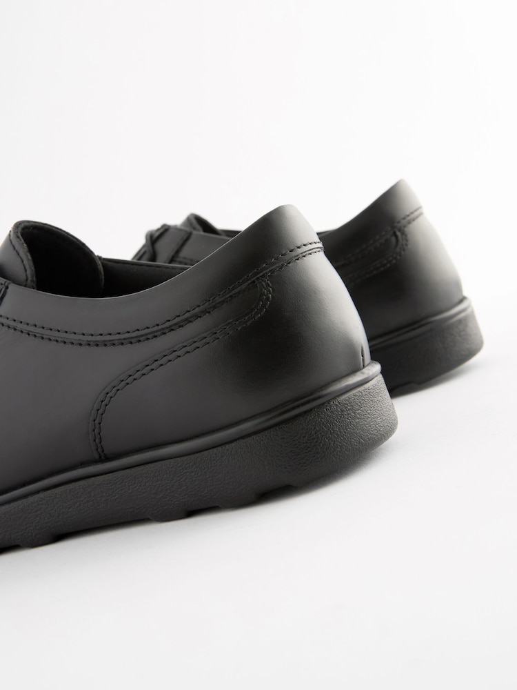 Black Wide Fit (G) School Leather Lace-Up Shoes - Image 5 of 5