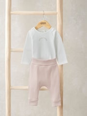 Mamas & Papas Pink Little Sister Bodysuit & Leggings Set - Image 1 of 4