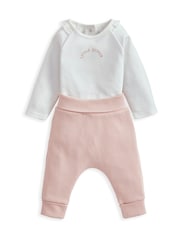 Mamas & Papas Pink Little Sister Bodysuit & Leggings Set - Image 3 of 4