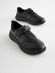 Schwarz - Schuhe für die Schule aus Leder mit 1 elastischem Riemen - Bild 1 von 5