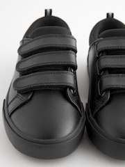 Black Standard Fit (F) Leather 3 Strap Touch Fastening School Shoes - Image 5 of 6