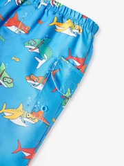 JoJo Maman Bébé Blue Shark No Nappy Swim Shorts - Image 4 of 5