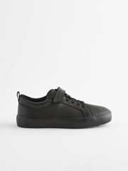 Schwarz - Schnürschuhe für die Schule aus Leder mit elastischem Riemen - Bild 2 von 5