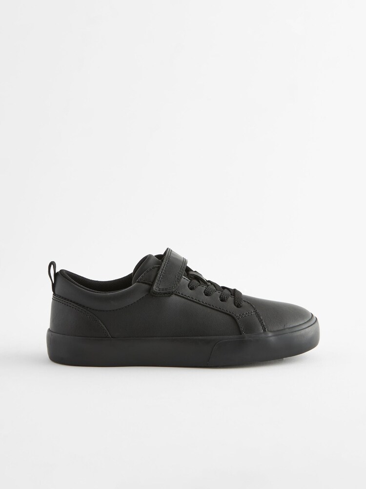 Schwarz - Schnürschuhe für die Schule aus Leder mit elastischem Riemen - Bild 2 von 5