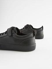 Schwarz - Schnürschuhe für die Schule aus Leder mit elastischem Riemen - Bild 3 von 5