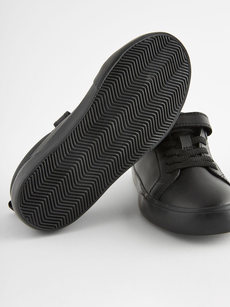 Schwarz - Schnürschuhe für die Schule aus Leder mit elastischem Riemen - Bild 5 von 5