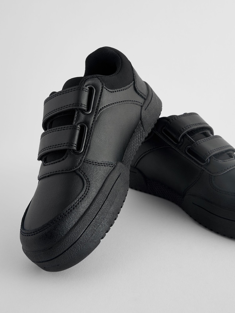 Black Standard Fit (F) Touch Fastening School Shoes - Image 4 of 5