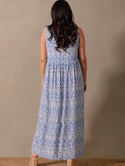 Live Unlimited Blue Curve Aztec Print V-Neck Woven Maxi Dress - Image 2 of 4