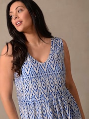 Live Unlimited Blue Curve Aztec Print V-Neck Woven Maxi Dress - Image 3 of 4