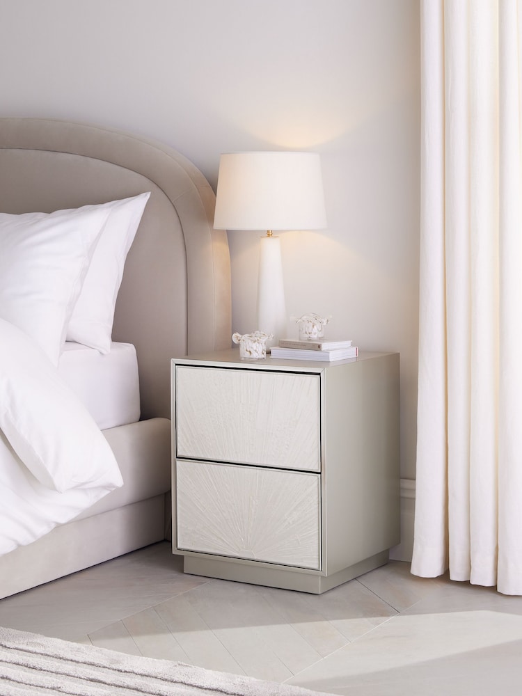 Cream To Light Grey Verona Resin Bedside Table - Image 1 of 6