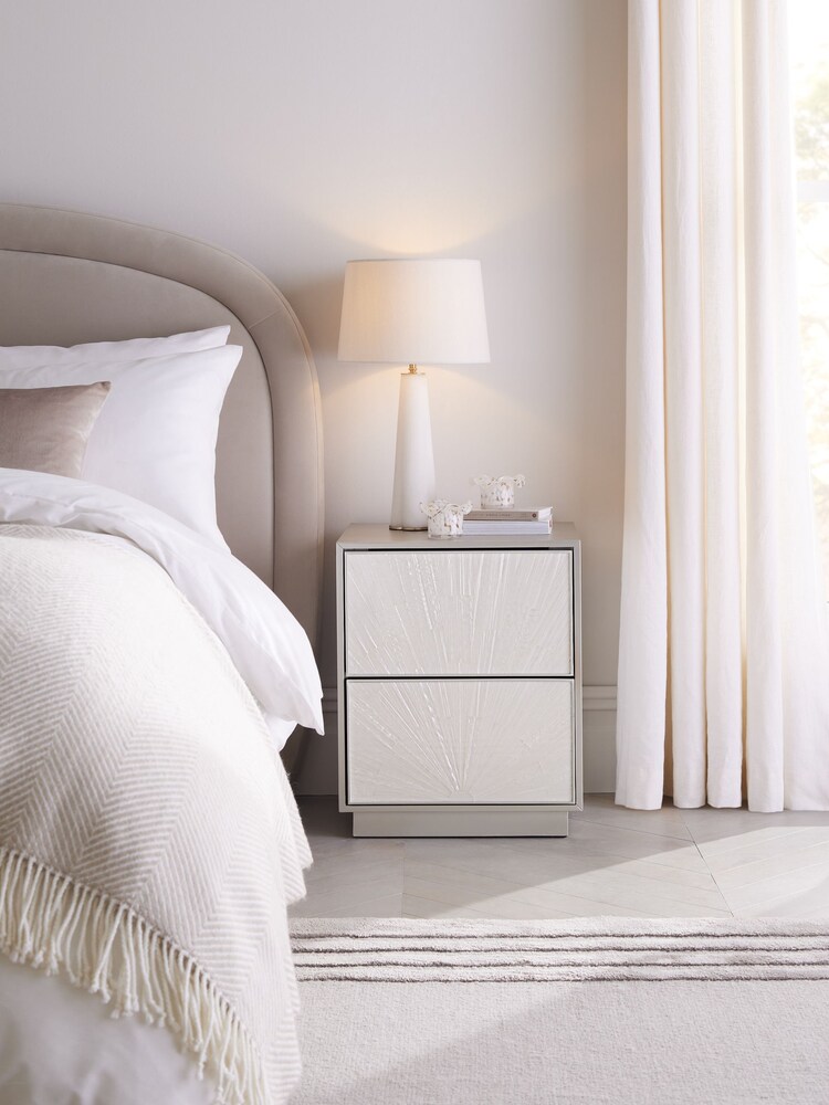 Cream To Light Grey Verona Resin Bedside Table - Image 2 of 6