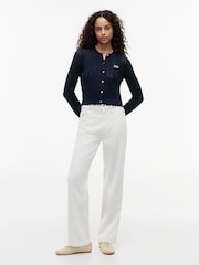 Tommy Jeans Blue Slim Pointelle Flag Cardigan - Image 3 of 5