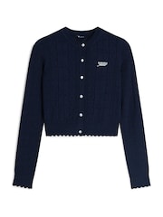 Tommy Jeans Blue Slim Pointelle Flag Cardigan - Image 5 of 5
