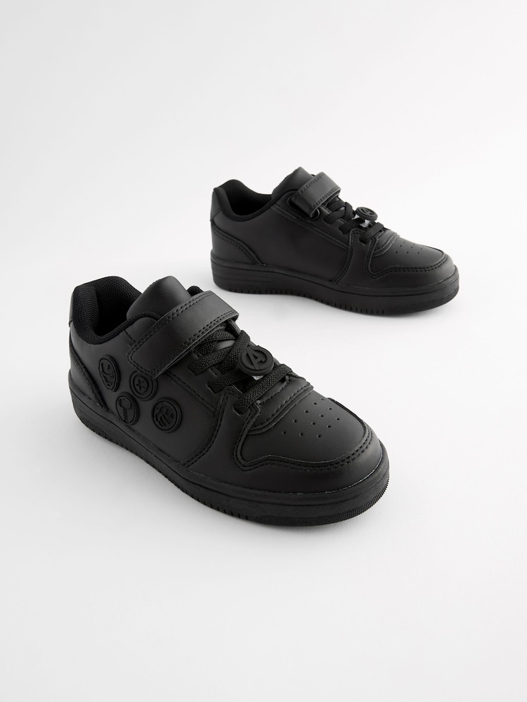 Noir - Marvel 1 Strap Elastic Lace School Shoes - Image 8 of 12