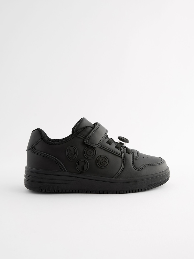 Noir - Marvel 1 Strap Elastic Lace School Shoes - Image 9 of 12