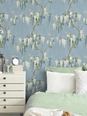 Woodchip & Magnolia Blue Wisteria Wallpaper - Image 1 of 3