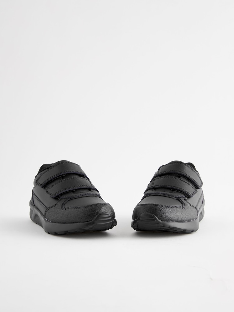 Black Standard Fit (F) Touch Fastening Leather School Shoes - Image 4 of 6