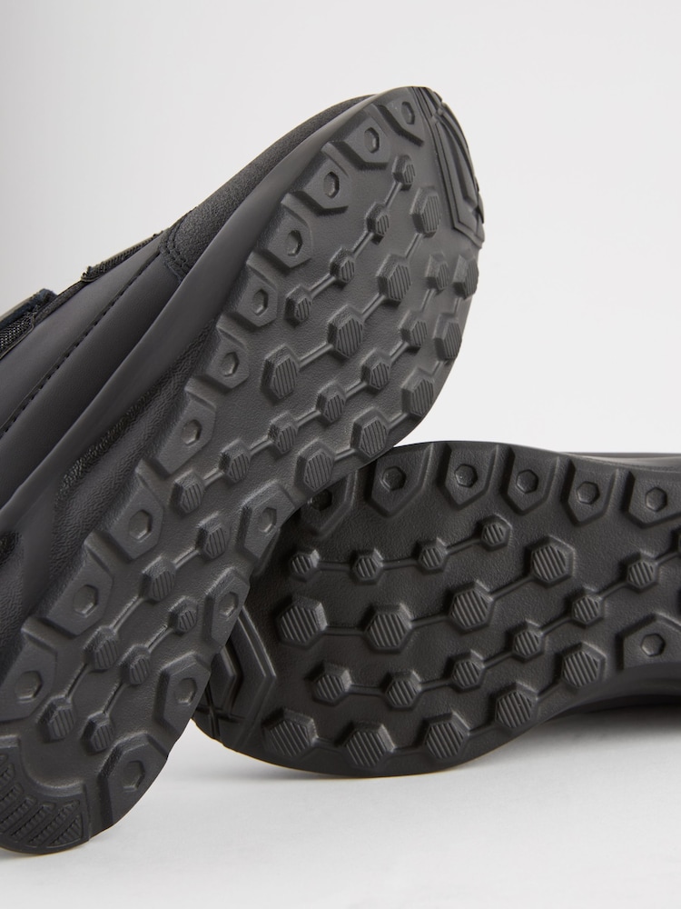 Black Standard Fit (F) Touch Fastening Leather School Shoes - Image 6 of 6
