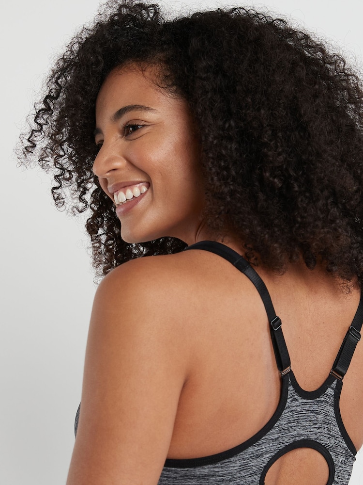 Grey Marl Active Sports High Impact Full Cup Wired Bra - Image 3 of 5
