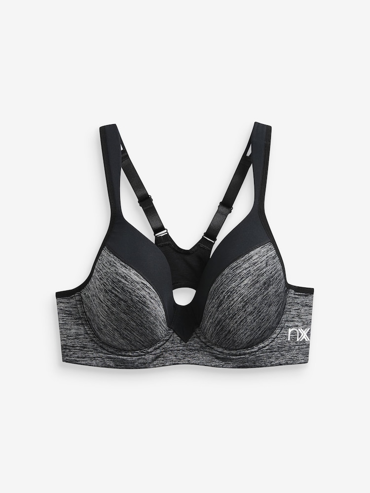 Grey Marl Active Sports High Impact Full Cup Wired Bra - Image 5 of 5