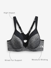 Grey Marl Active Sports High Impact Full Cup Wired Bra - Image 6 of 7