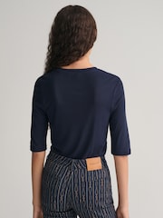 GANT Blue Fitted Lightweight T-Shirt - Image 2 of 4