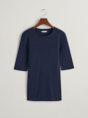 GANT Blue Fitted Lightweight T-Shirt - Image 4 of 4
