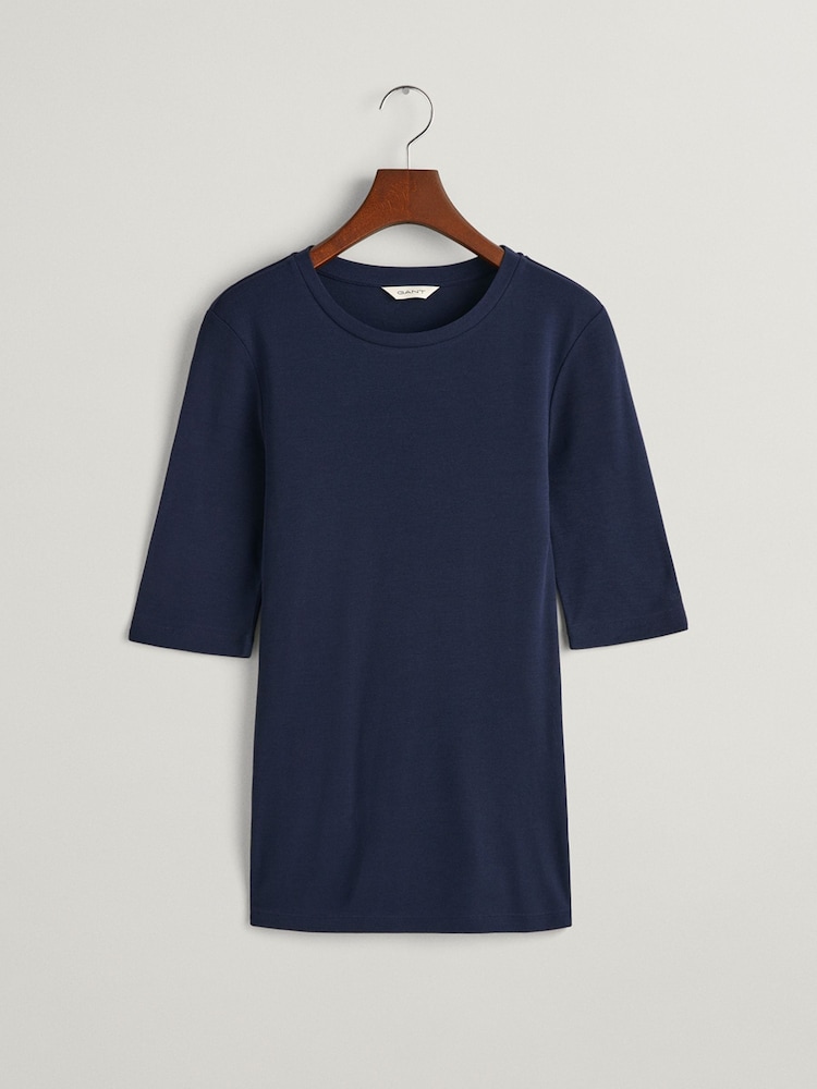GANT Blue Fitted Lightweight T-Shirt - Image 4 of 4
