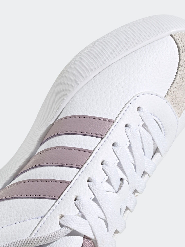 adidas White/Purple adidas VL Court 3.0 Trainers - Image 10 of 10