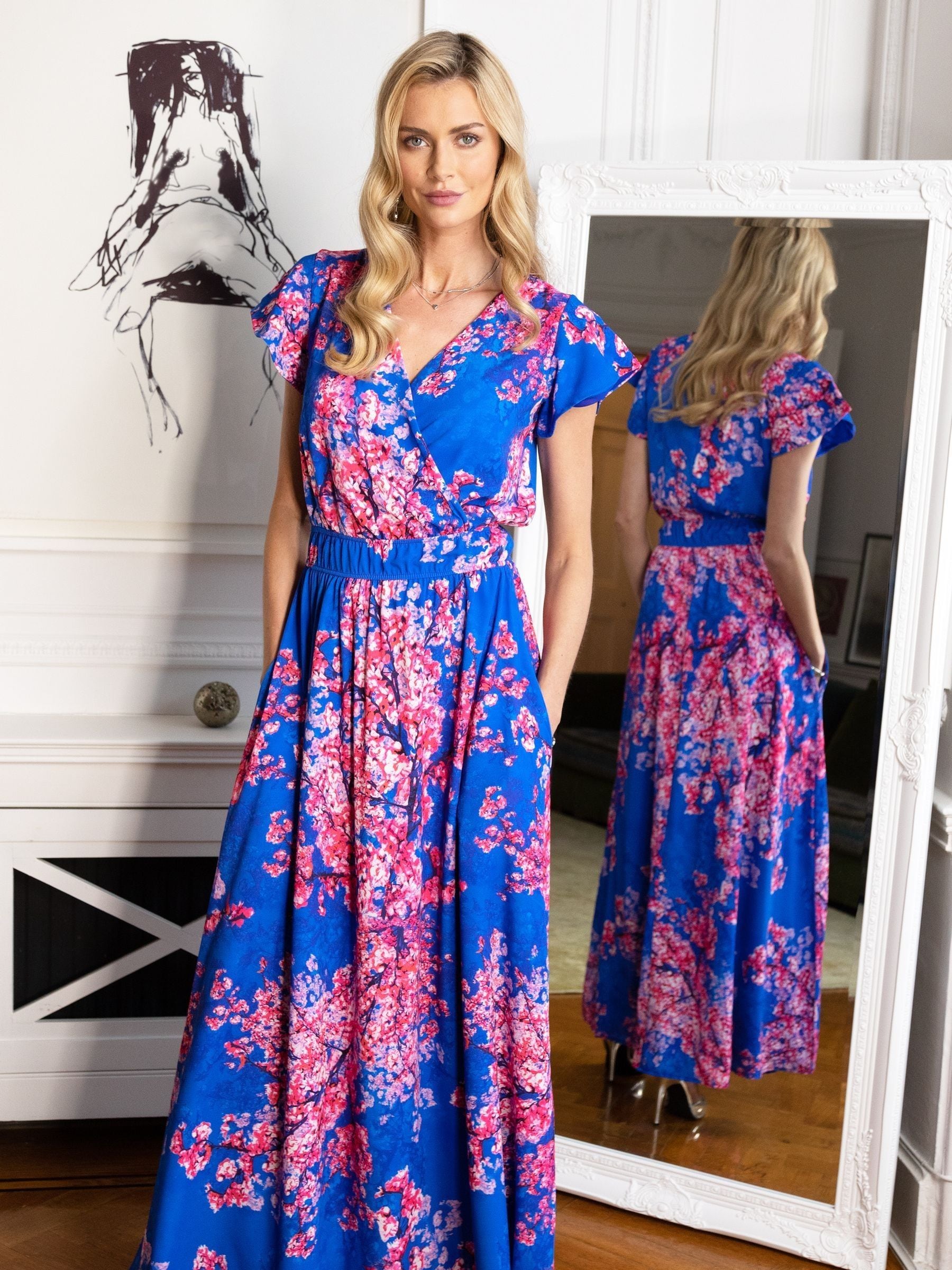 Navy chiffon wrap sales